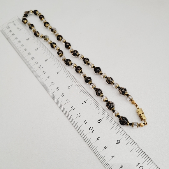 VINTAGE Murano Glass bead gold tone necklace - Picture 2 of 7